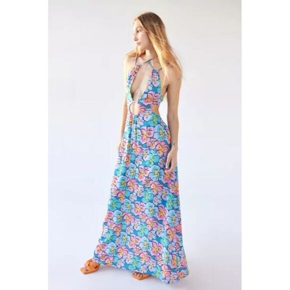 NWT For Love & Lemons Yasmin Multicolor Floral Maxi Dress Size Small $268 MSRP - Picture 1 of 10
